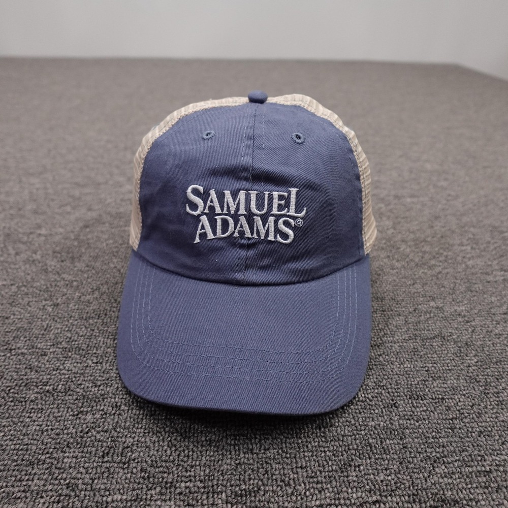 Samuel Adams Navy Tan Trucker Hat Mesh Snapback Cap Beer Logo Adult Adjustable